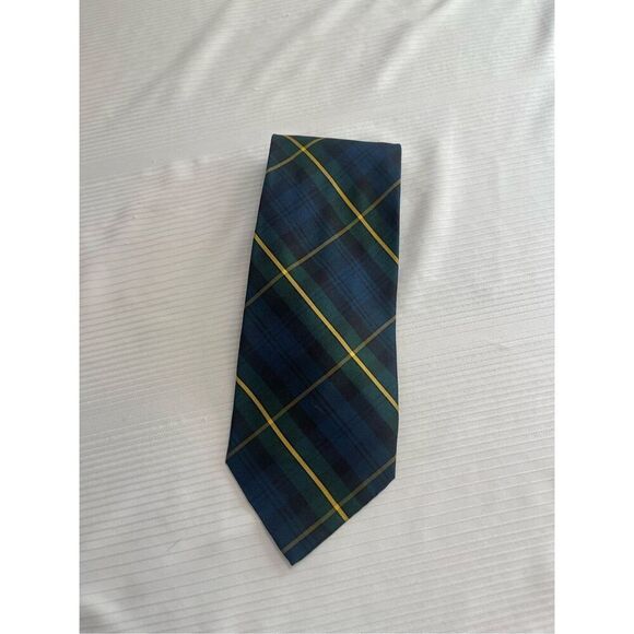 Abercrombie & Fitch Vintage Green Blue Plaid Necktie Tie - Picture 1 of 6
